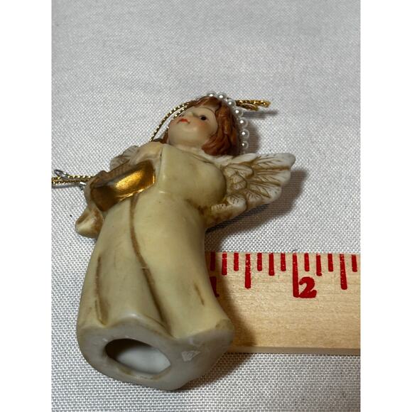 Vintage Pearl halo porcelain Christmas ornament house of Lloyd playing harp - Picture 11 of 12